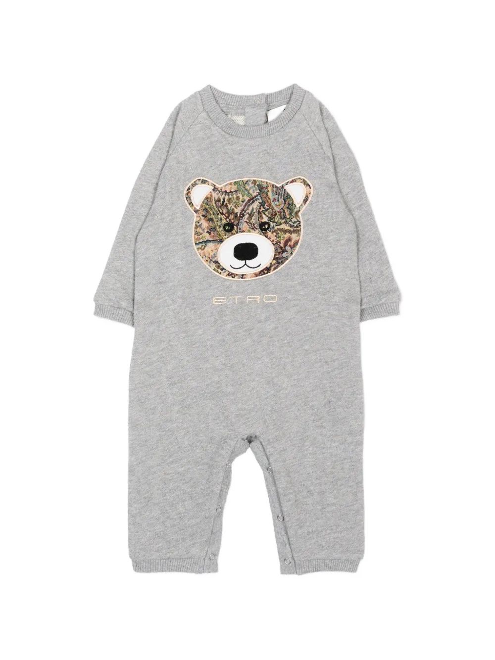 ETRO KIDS teddy-bear patch romper - Grigio