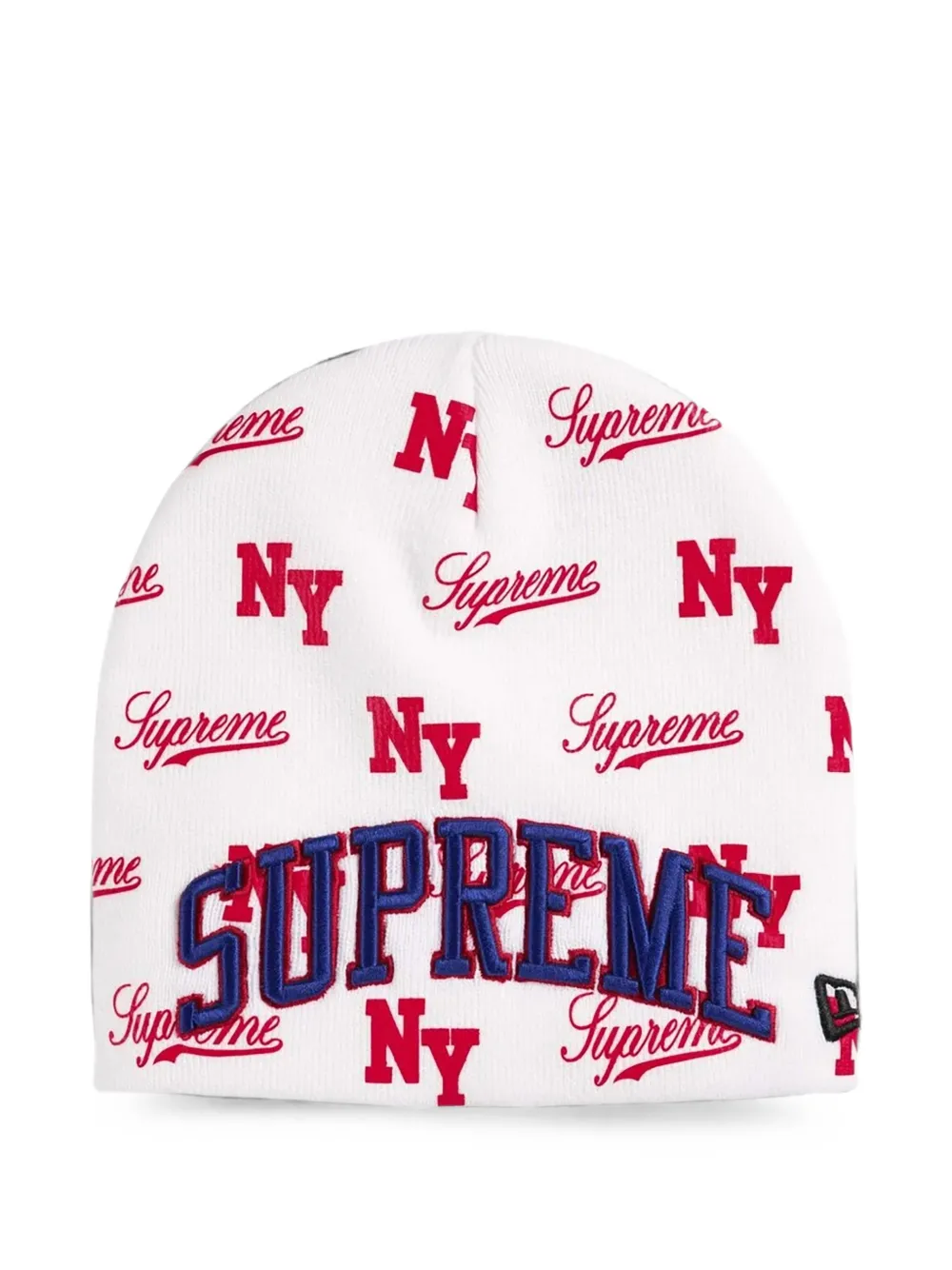 Supreme x New Era muts met monogram Wit