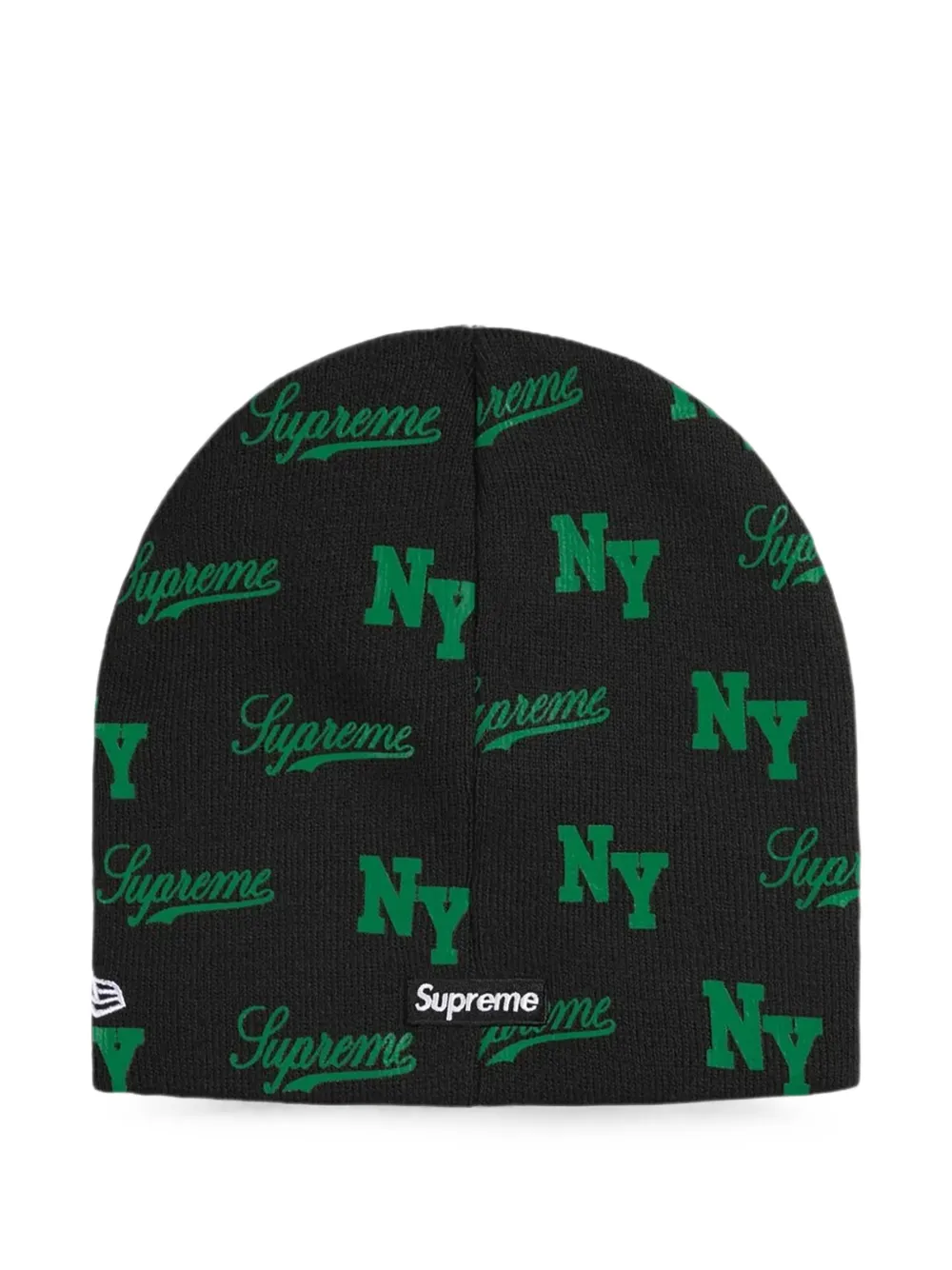 Supreme x New Era muts met monogram-patroon Zwart