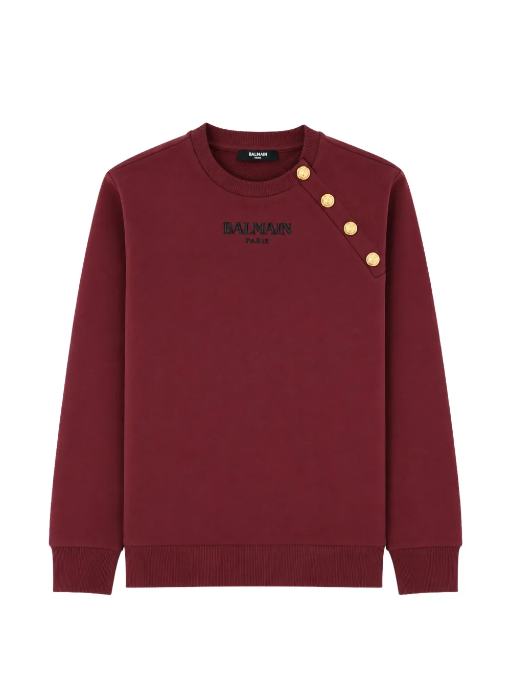 Balmain Kids logo-embroidered button-embellished sweatshirt Rood