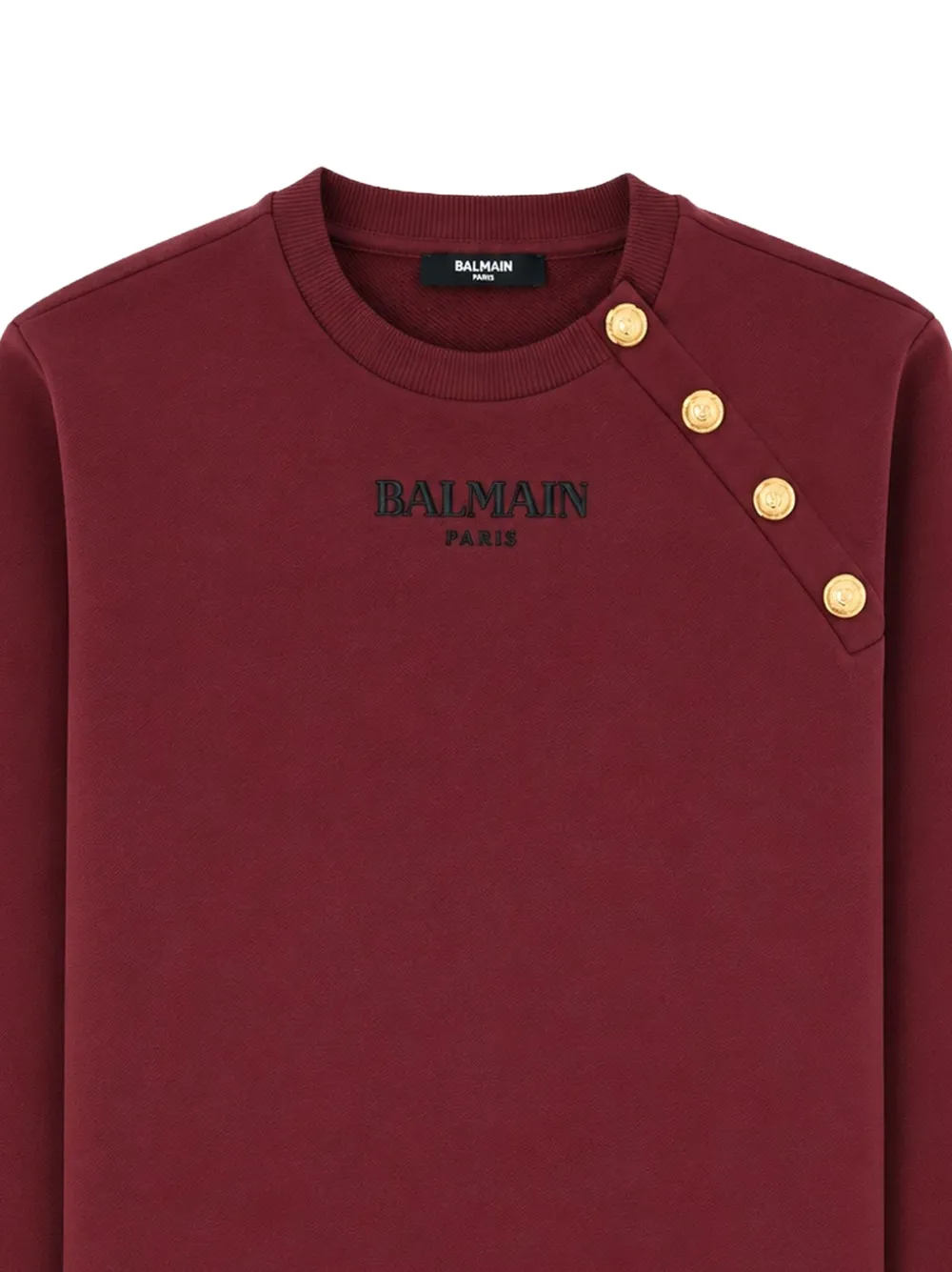 Balmain Kids logo-embroidered button-embellished sweatshirt Rood