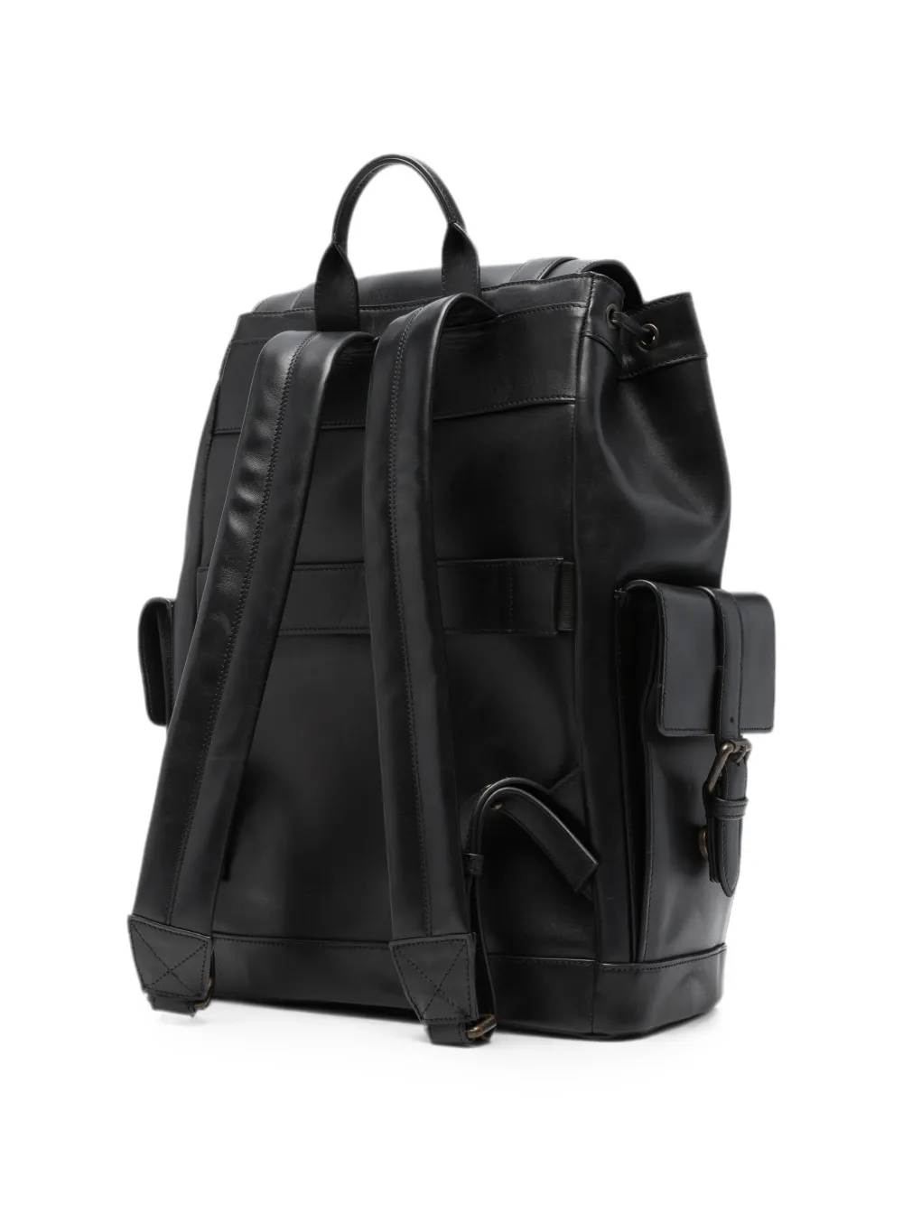 Officine Creative Boston 003 leren rugzak met gespsluiting Zwart