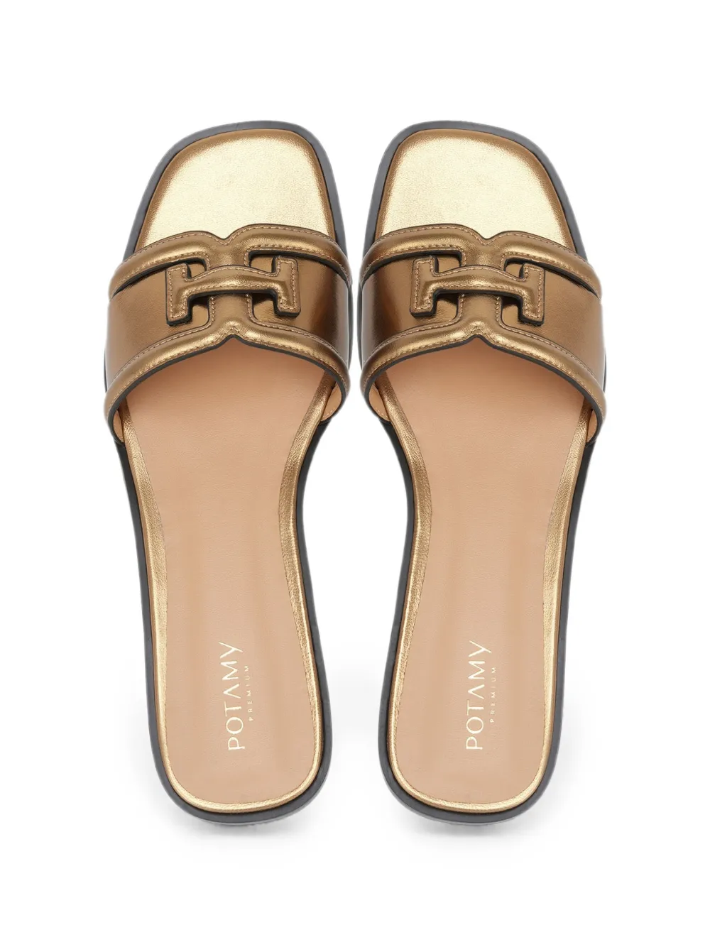 POTAMY Sabo logo-plaque leather sandals Bruin