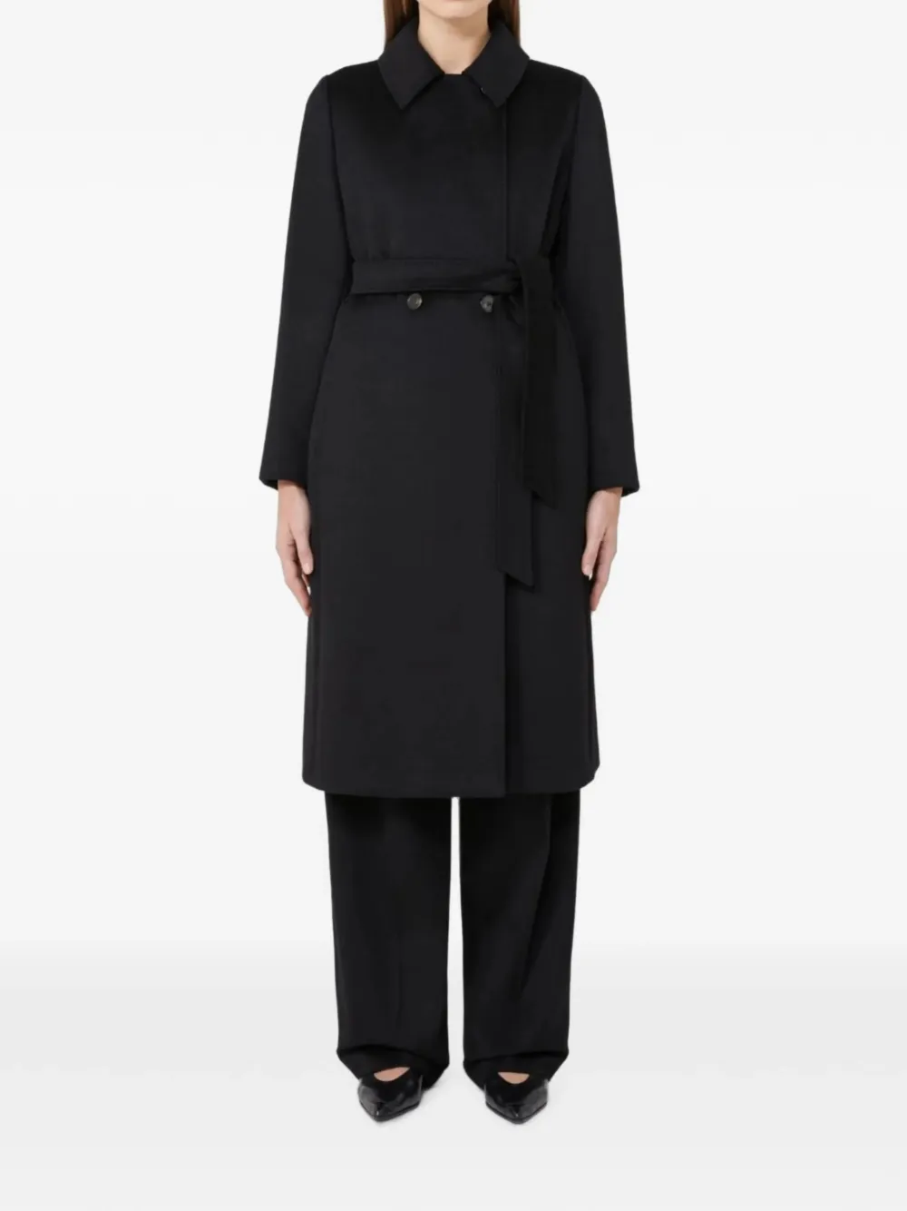Max Mara Wollen jas met ceintuur Zwart