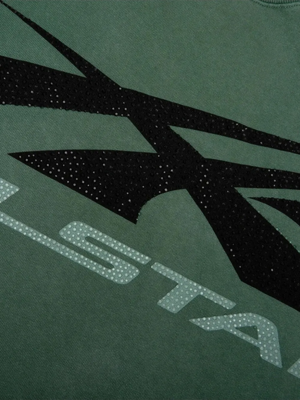 HELLSTAR T-shirt verfraaid met stras en logo-print Groen