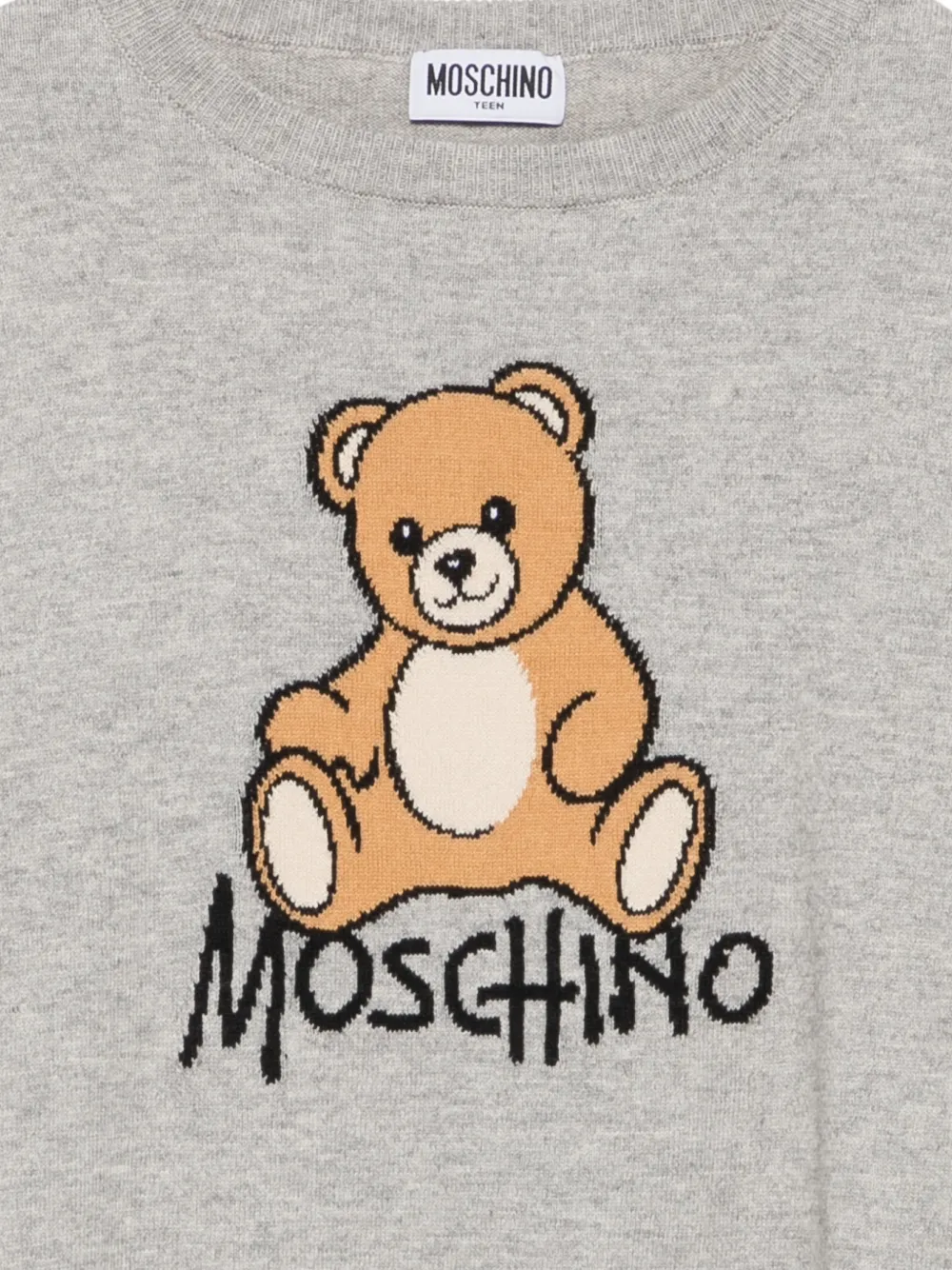Moschino Kids Teddy Bear intarsia gebreide trui Grijs