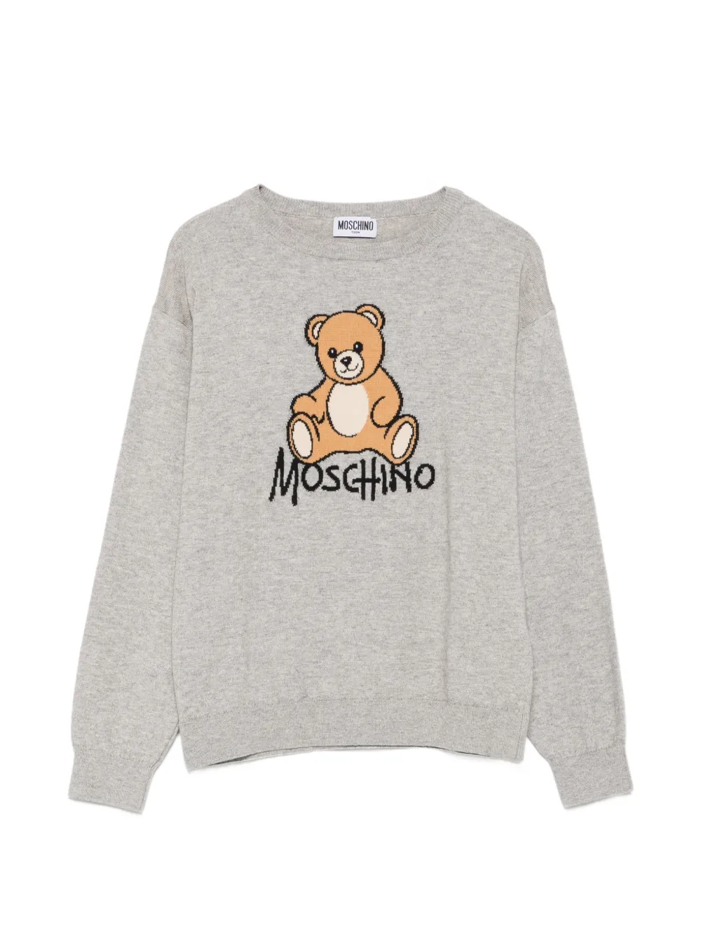 Moschino Kids Teddy Bear intarsia-knit sweater - Grigio