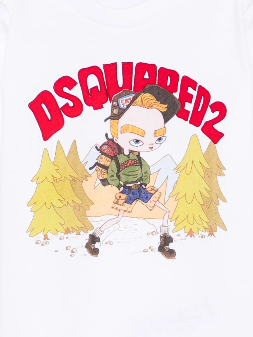 DSQUARED2 KIDS graphic-print press-stud T-shirt Wit