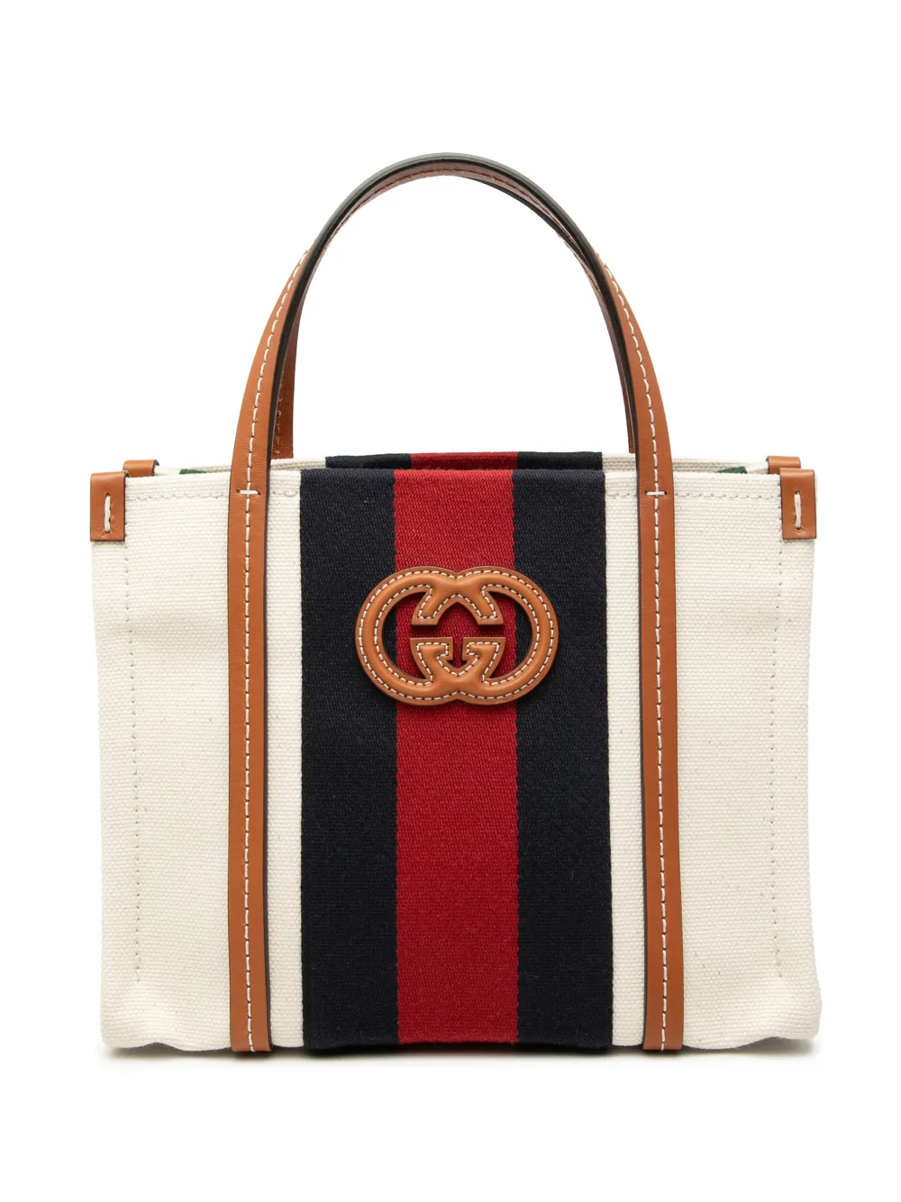 Gucci Pre-Owned 2016-2026 Mini Canvas Interlocking G Web Tote satchel - Toni neutri