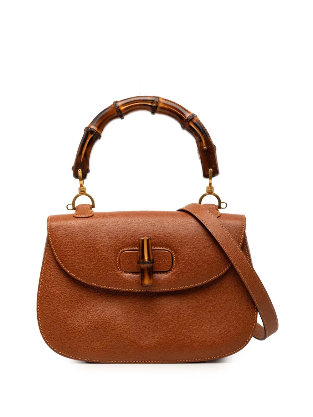 Gucci Pre-Owned 20th Century Grained Calfskin Bamboo Night satchel - Marrone