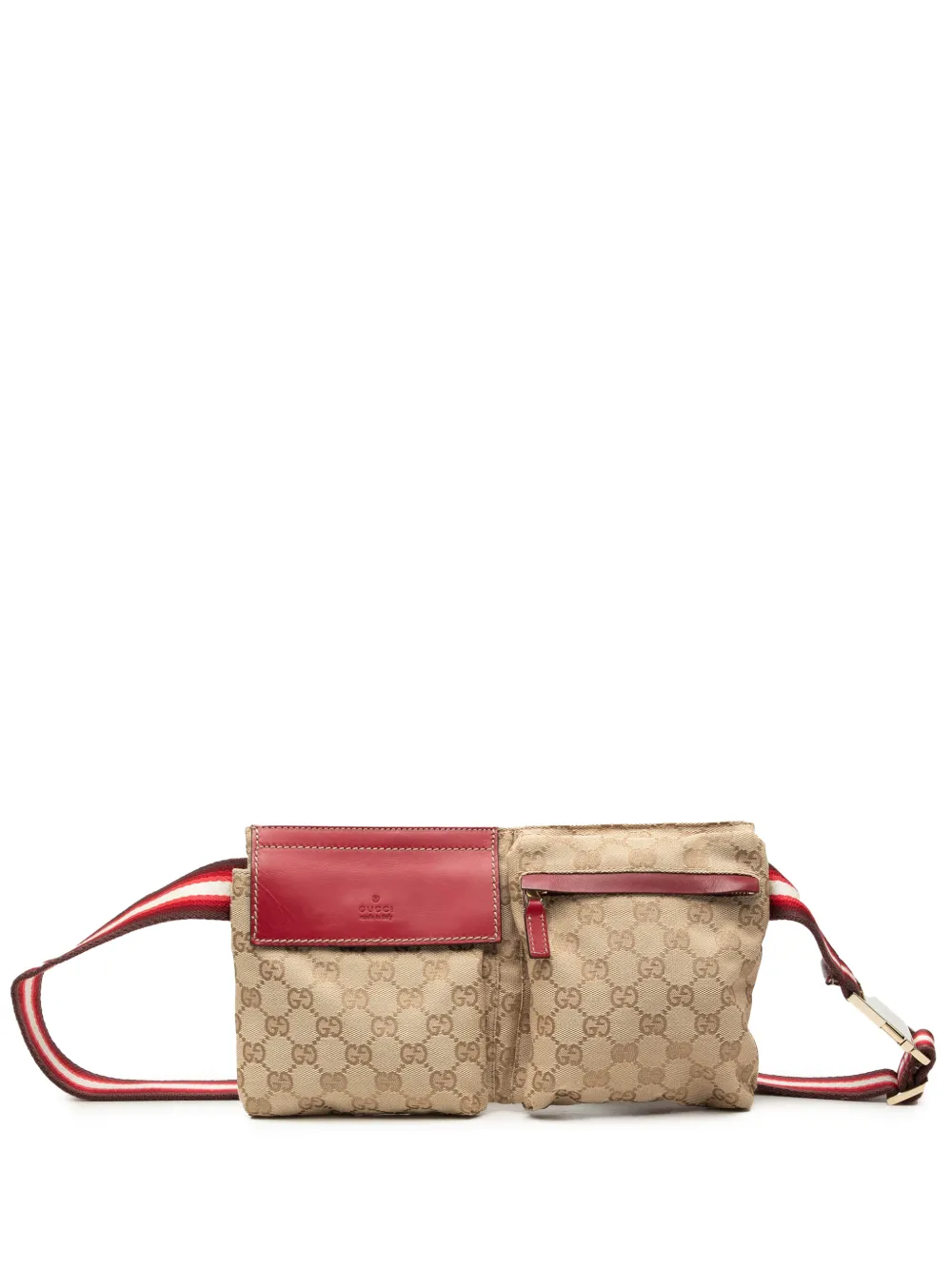 Gucci Pre-Owned 2000-2015 GG Canvas Web Double Pocket belt bag - Rosso
