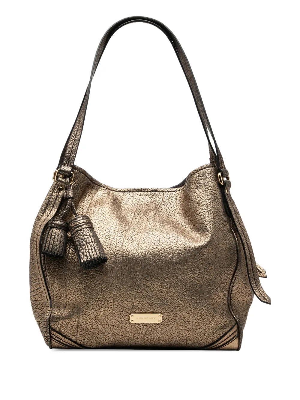 Burberry Pre-Owned 2000-2017 Small Metallic Grained Calfskin Saddle Stitch Canterbury Tassel tote bag - Oro