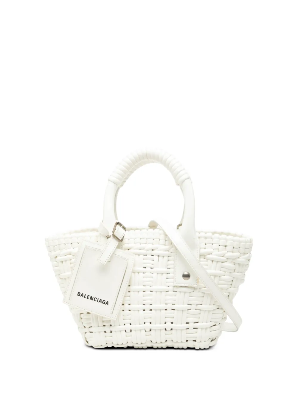 Balenciaga Pre-Owned 2018-2026 Faux Leather Bistro Basket Bag XXS satchel - Bianco