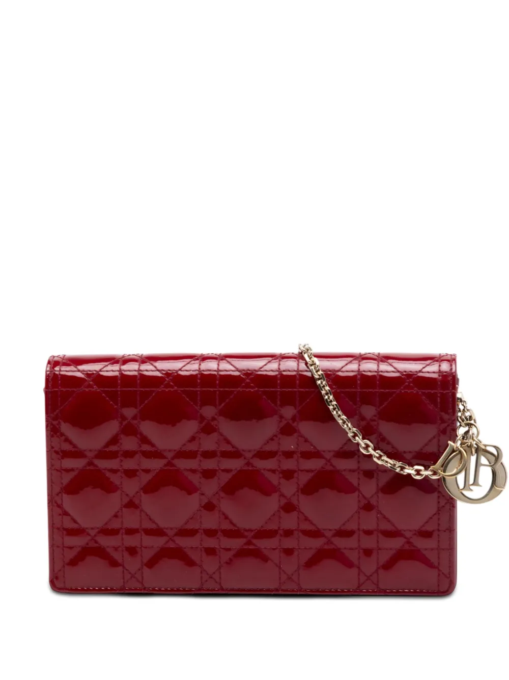 Christian Dior Pre-Owned 2019 Patent Cannage Lady Dior Chain Convertible Clutch crossbody bag - Rosso