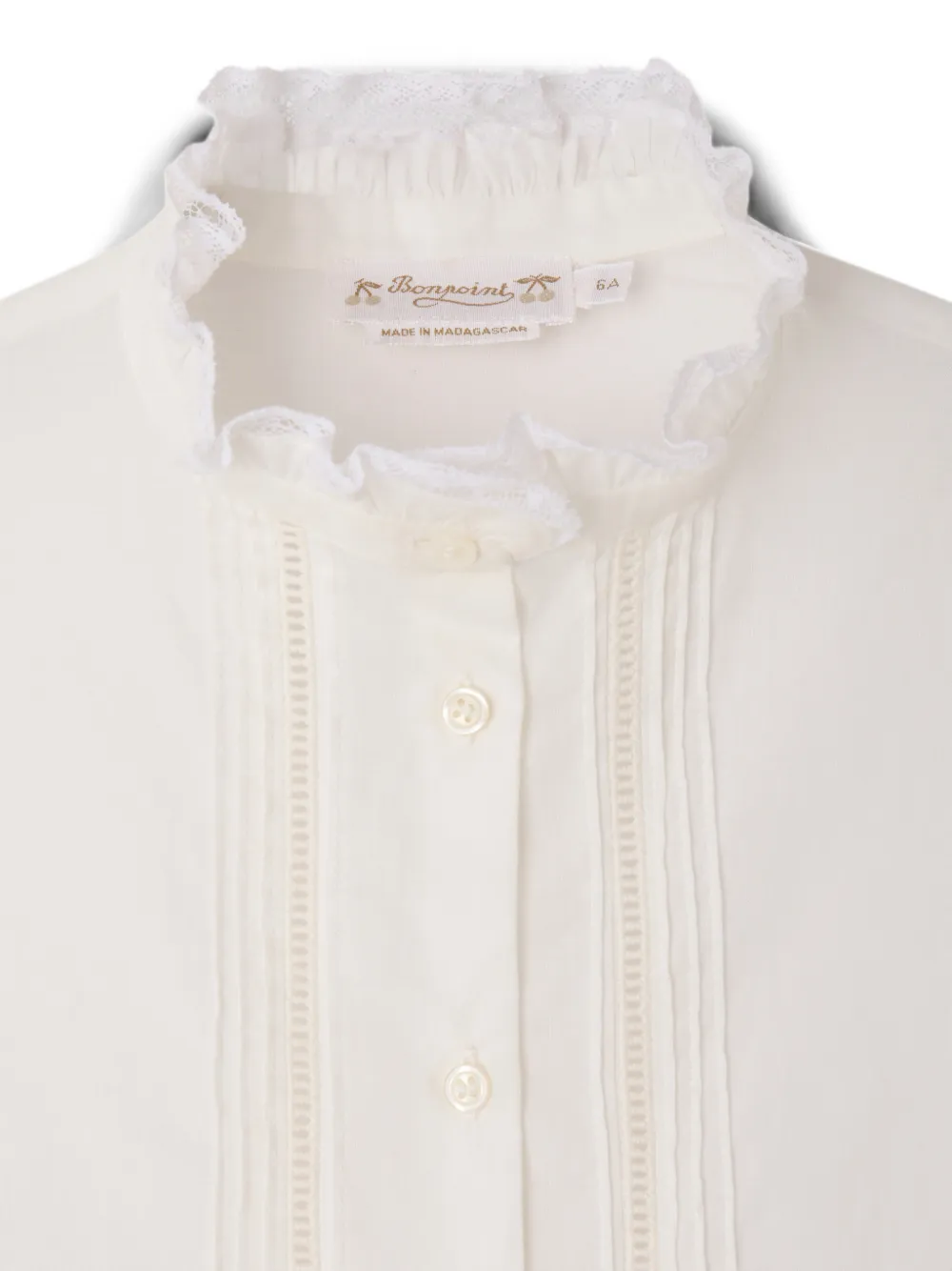 Bonpoint Melba shirt met kanten afwerking en ruches Wit