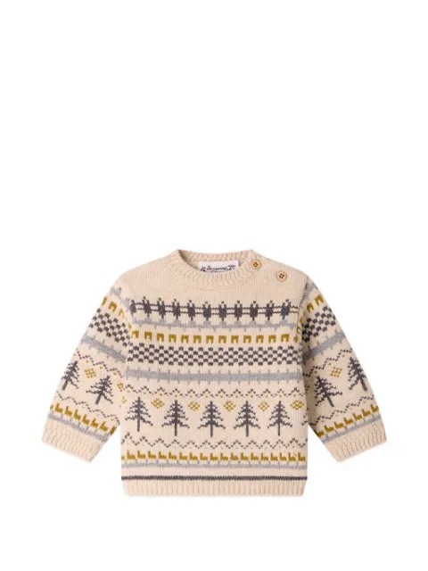Bonpoint Fair Isle button-shoulder sweater