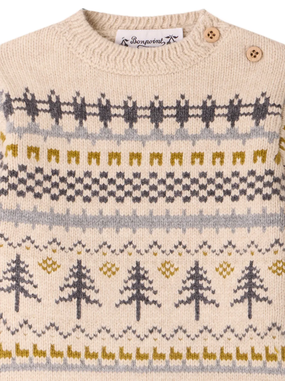 Bonpoint Fair Isle trui met knopen Beige