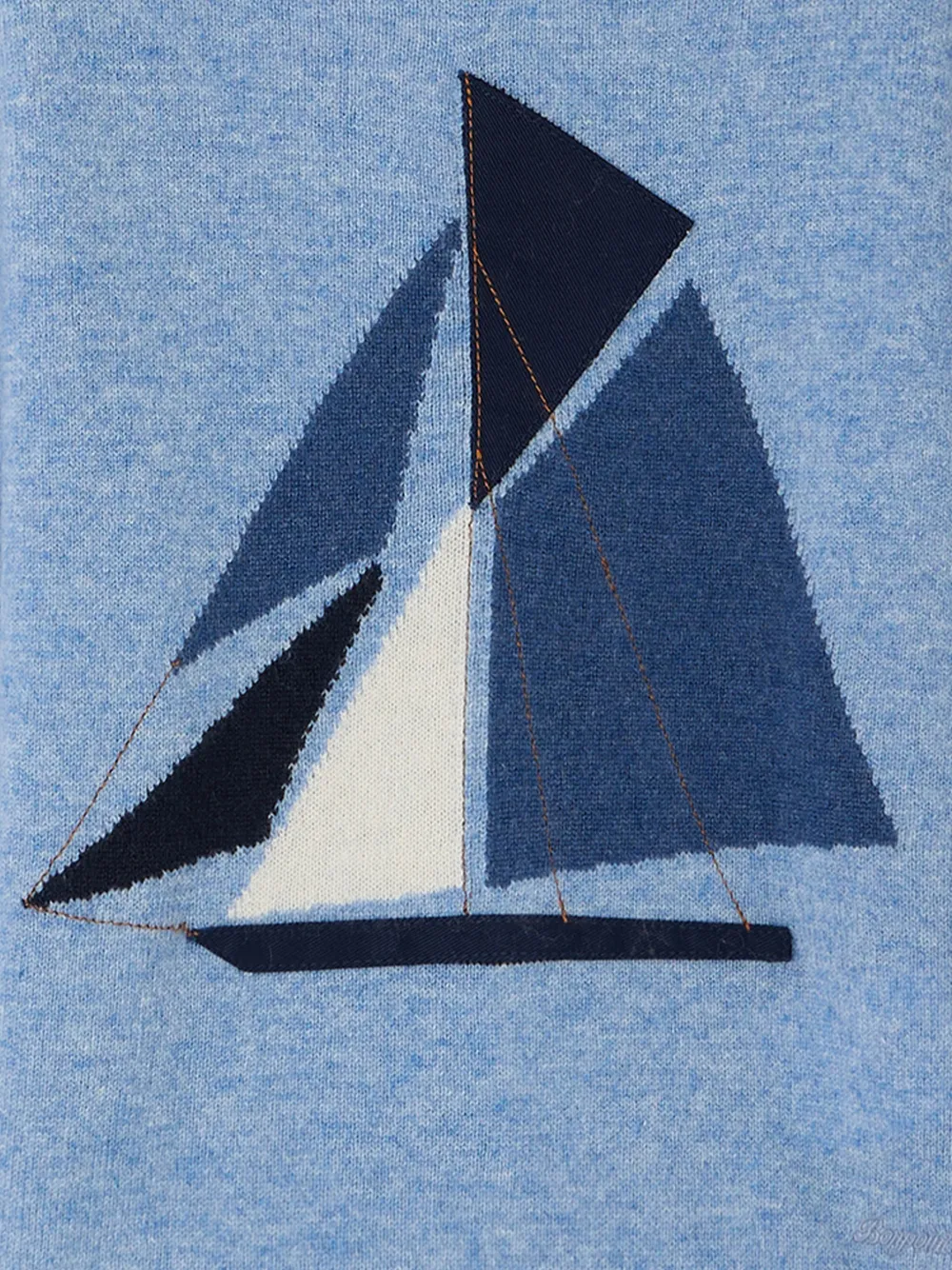 Bonpoint Trui met zeilboot-intarsia Blauw