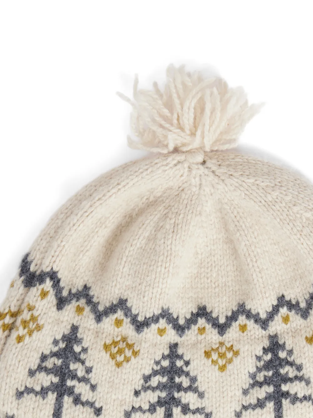 Bonpoint Gebreide muts met pompon Beige