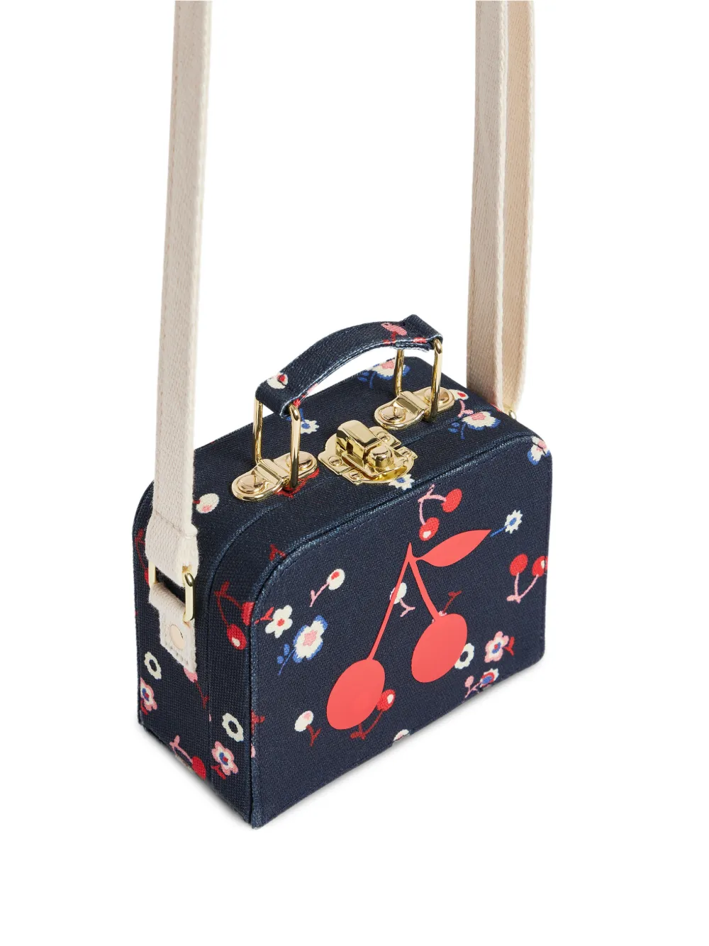 Bonpoint Aimane schoudertas met kersenprint Blauw