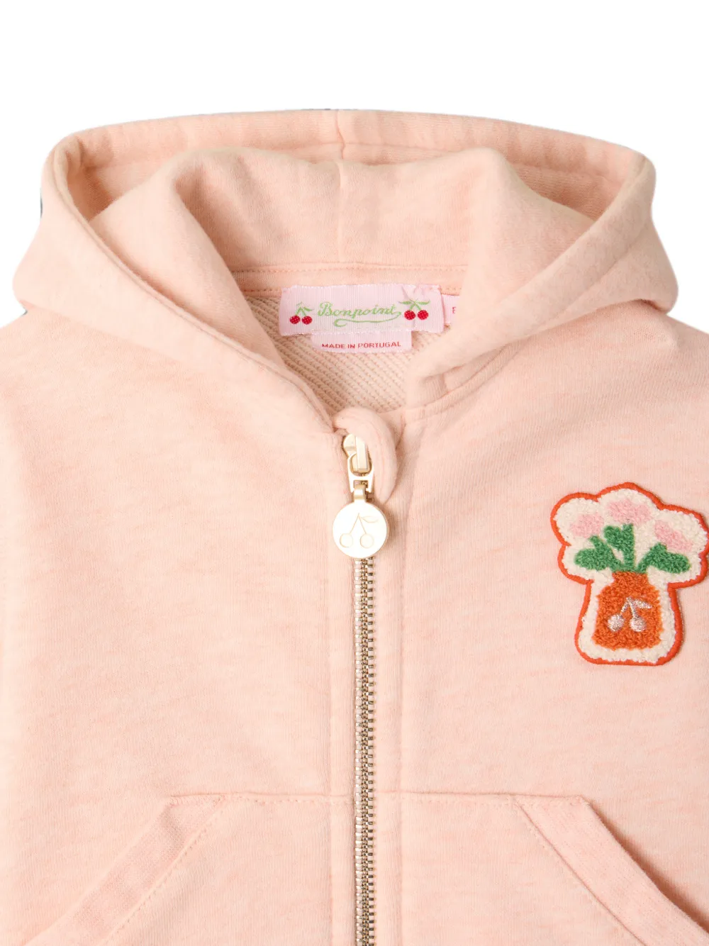 Bonpoint Hoodie met patchdetail en rits Oranje
