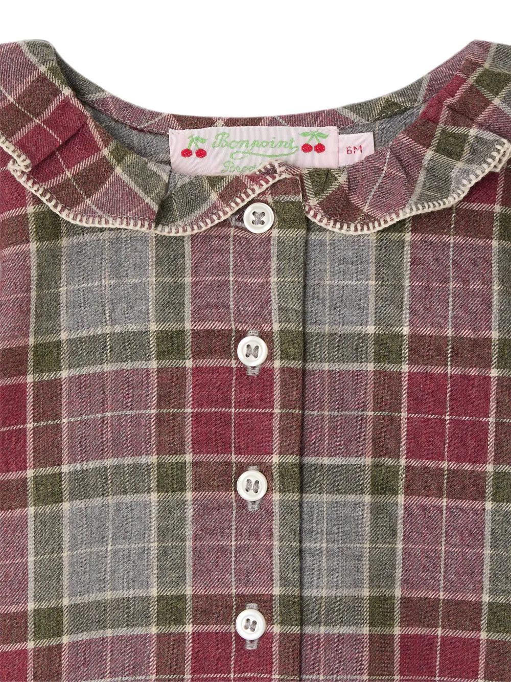 Bonpoint Geruite blouse met ruches Rood