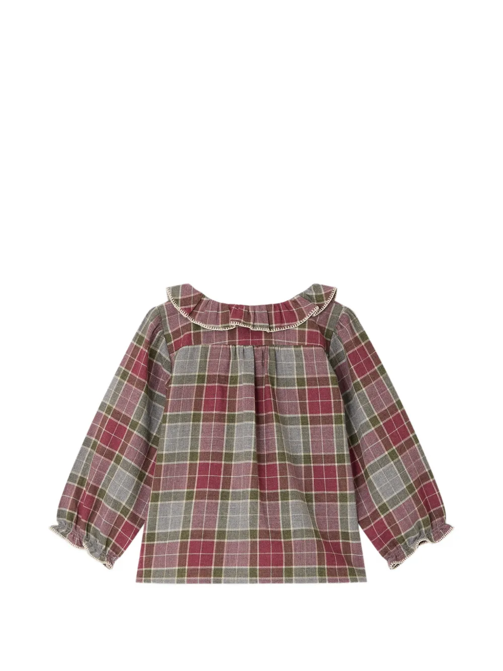 Bonpoint Geruite blouse met ruches Rood