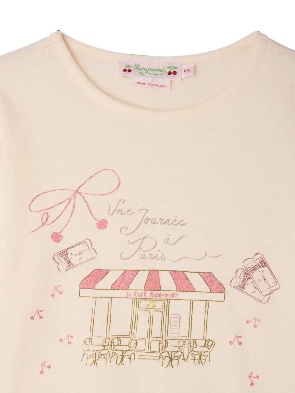 Bonpoint Gracieuse T-shirt met grafische print en lange mouwen Beige