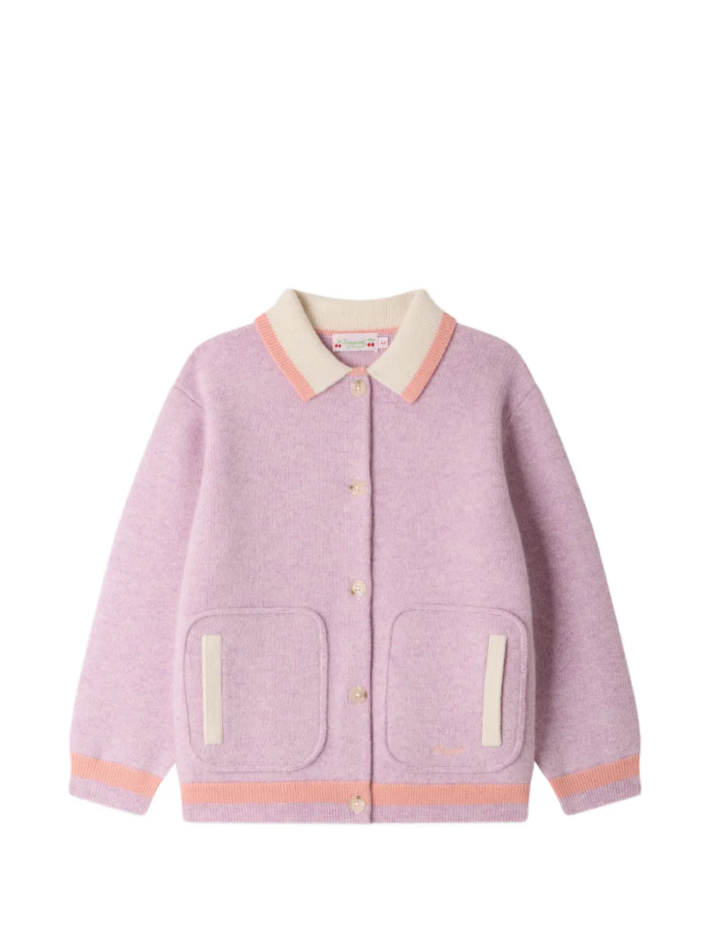 Bonpoint Cardigan Myana con colletto a contrasto - Viola