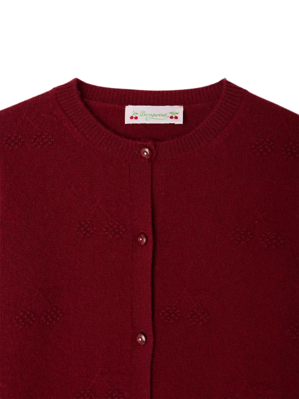 Bonpoint Manon cherry-pointelle cardigan Rood