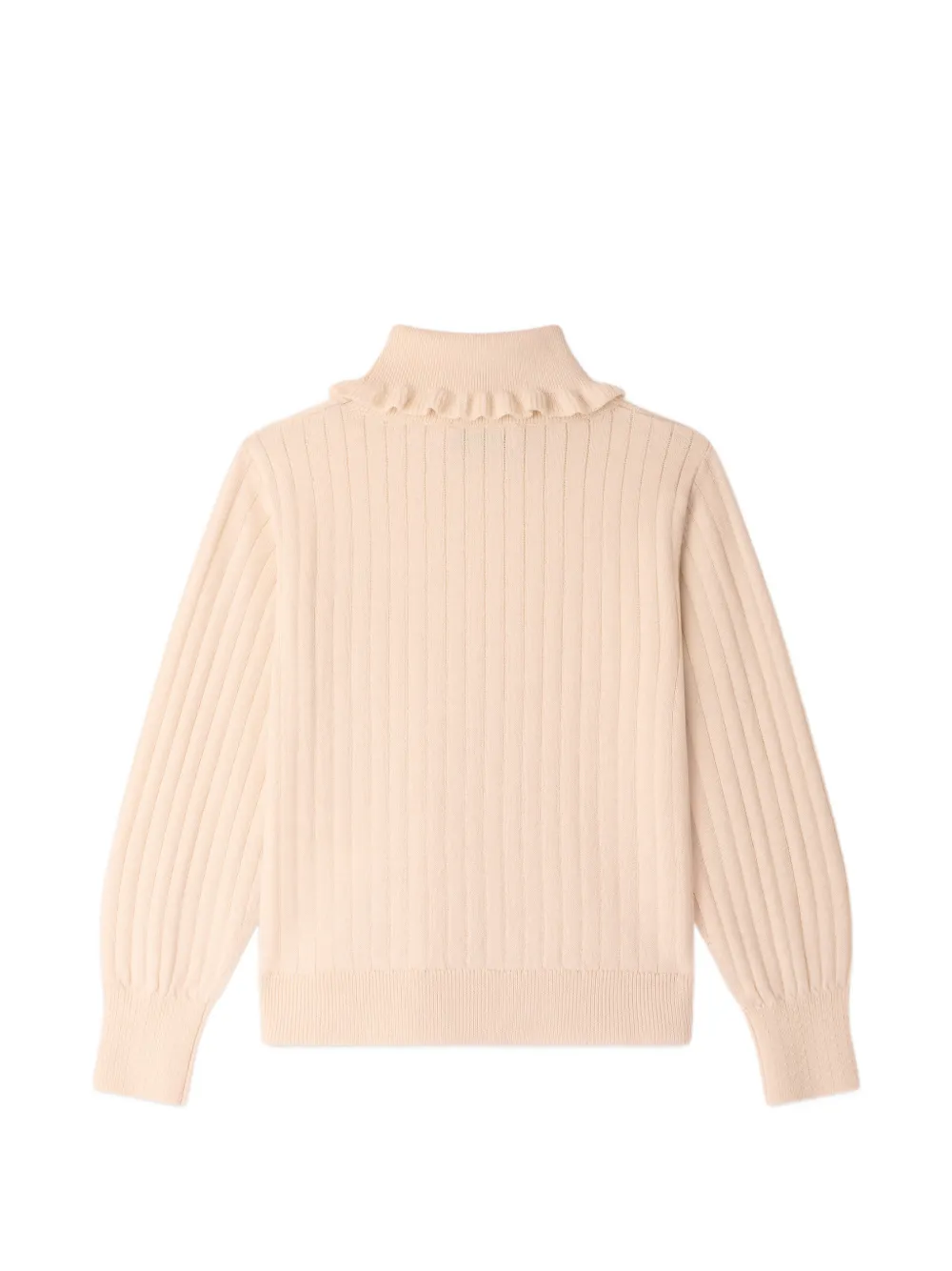 Bonpoint Geribbelde trui met ruches Roze