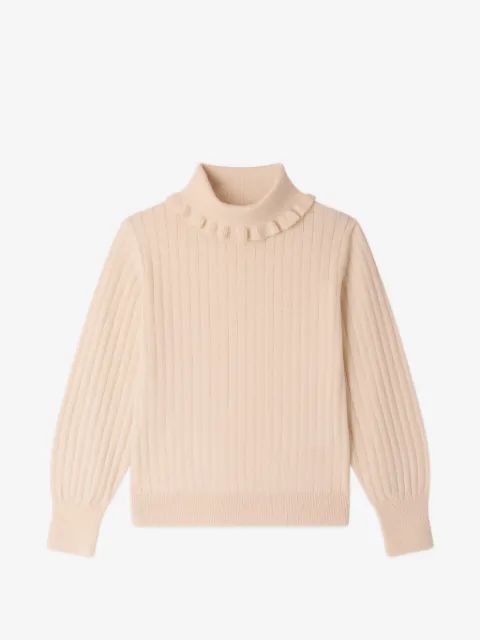 Bonpoint ruffle-trim ribbed sweater