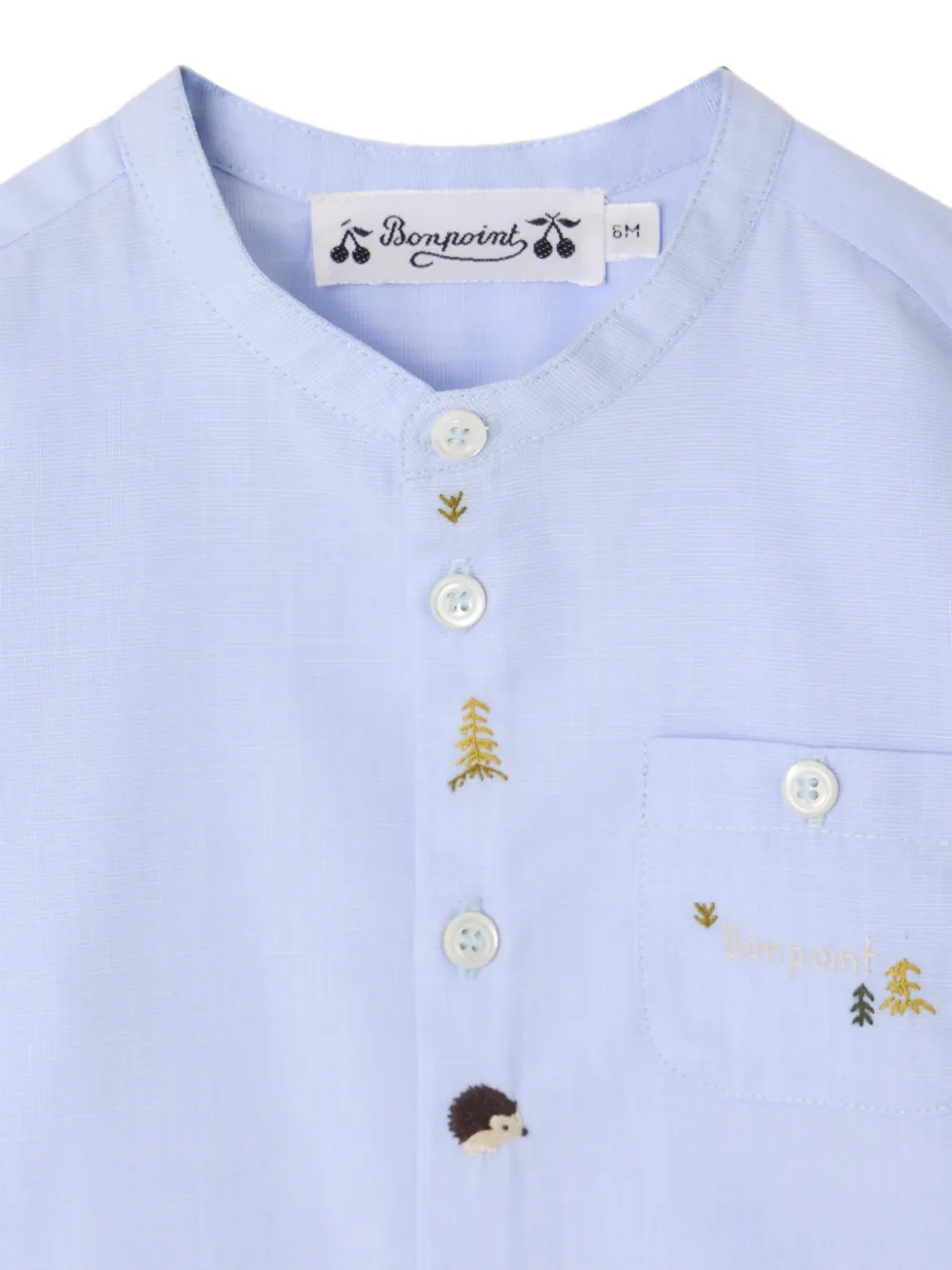 Bonpoint Blouse met geborduurd patroon en kraag Blauw