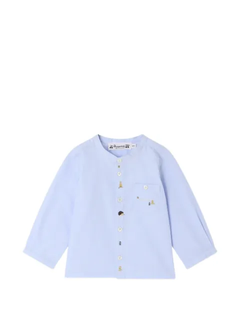 Bonpoint embroidered-motif band-collar shirt