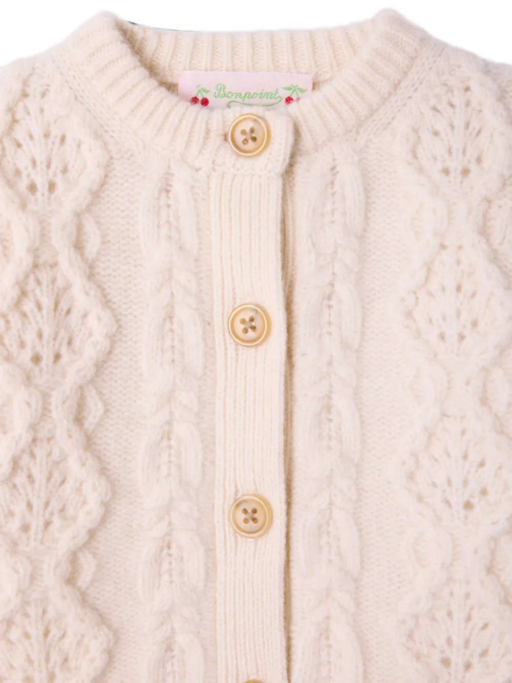 Bonpoint Mionna kabelgebreid vest Beige