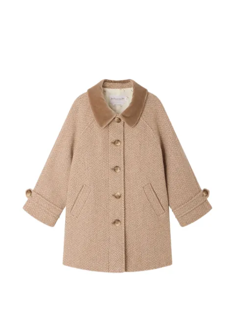 Bonpoint herringbone velvet-collar coat