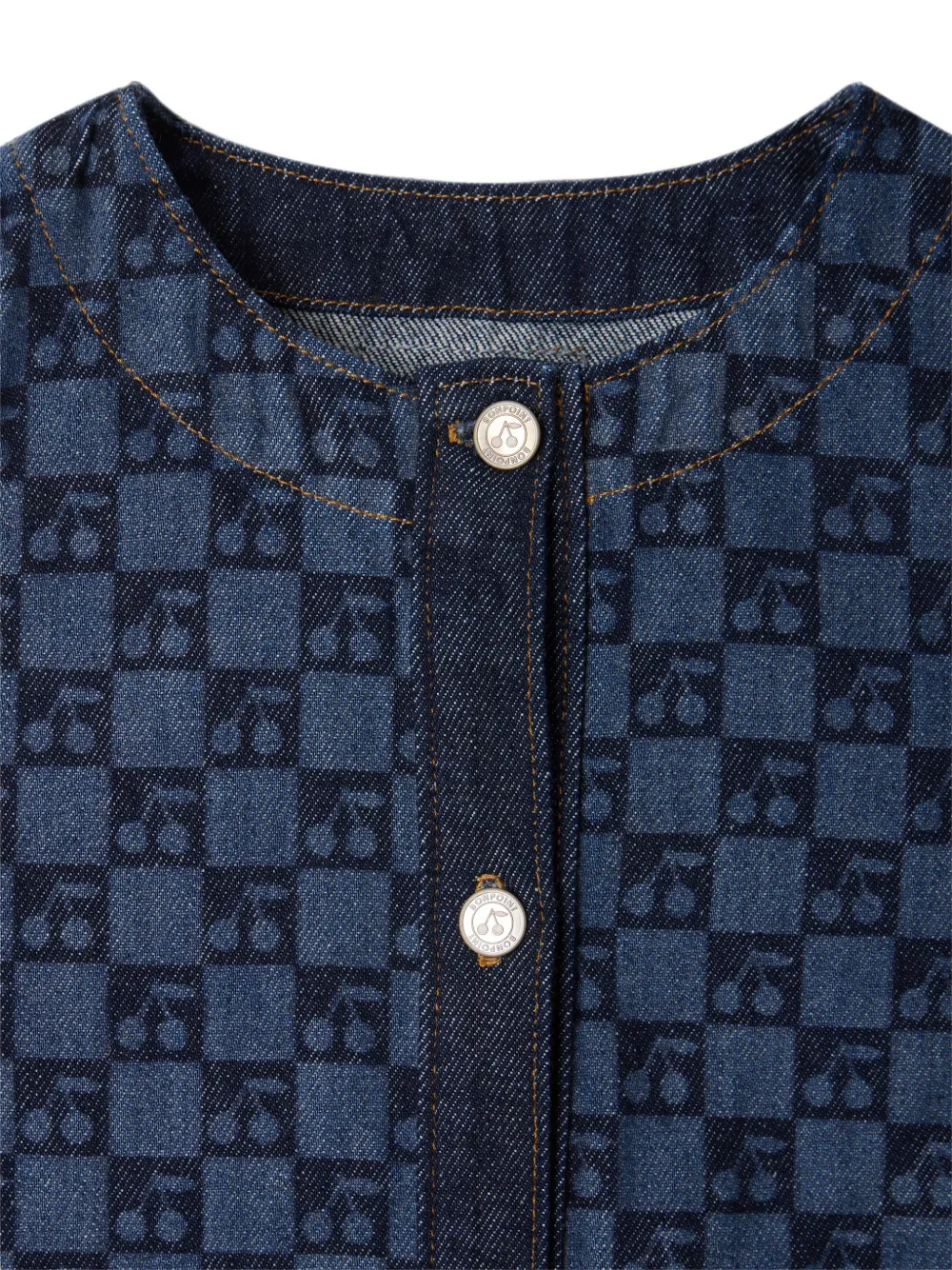 Bonpoint Geruite katoenen jurk met kersen-design Blauw