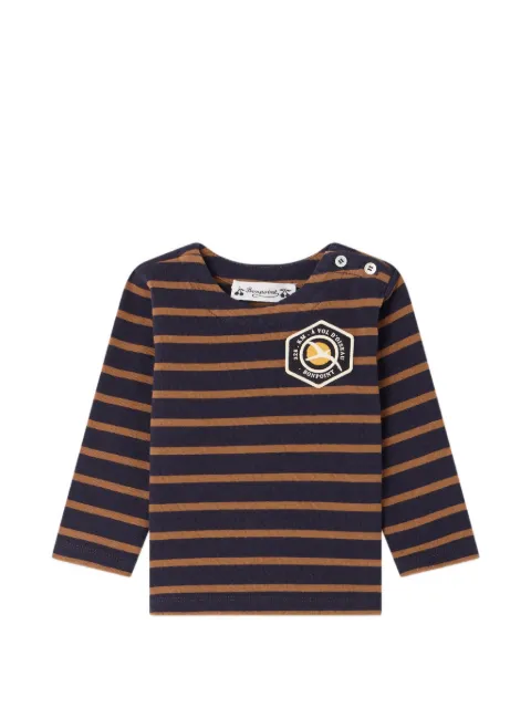 Bonpoint striped logo-patch T-shirt