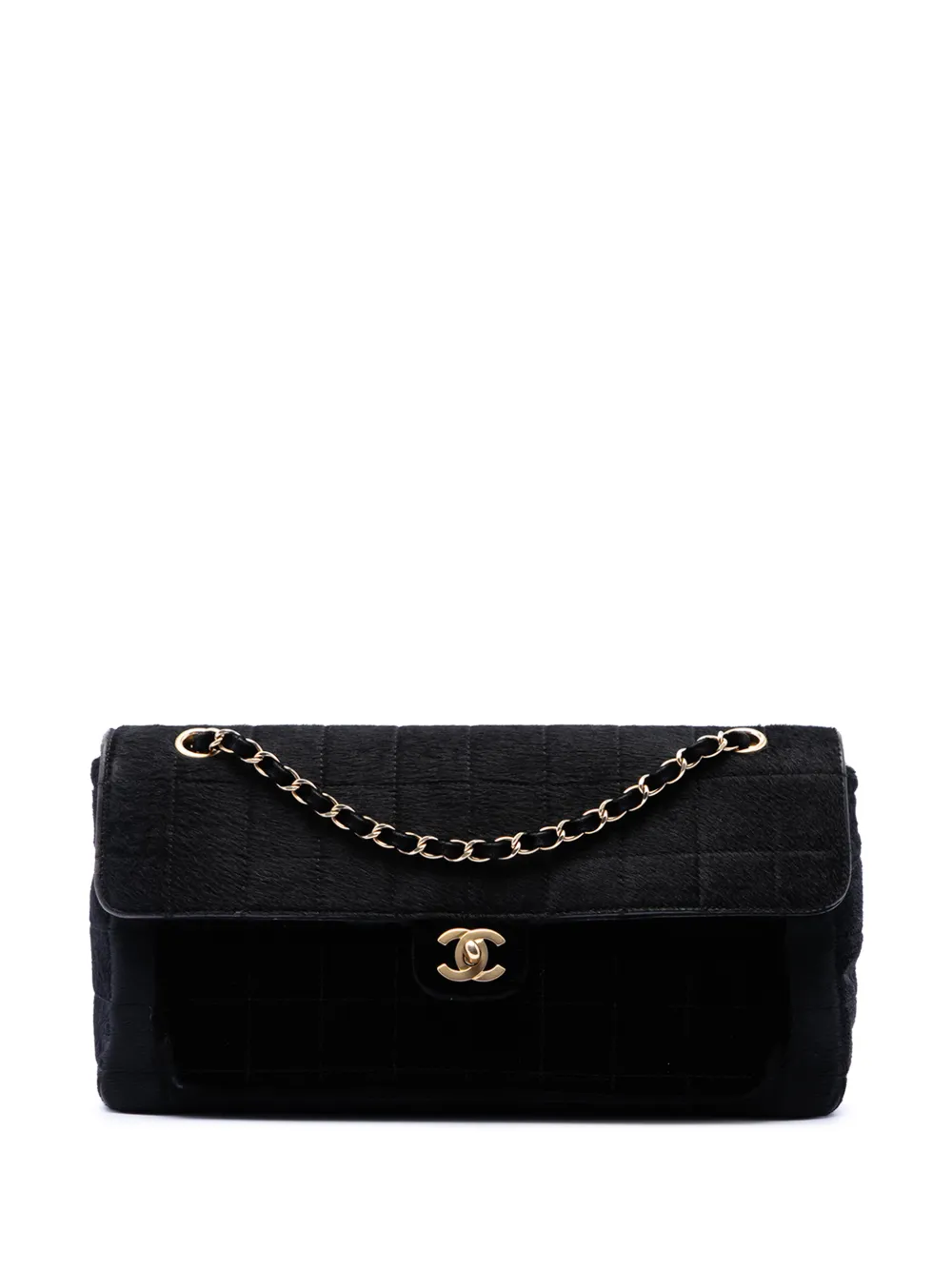 CHANEL Pre-Owned 2000-2002 Chocolate Bar Pony Hair East West Flap shoulder bag - Nero