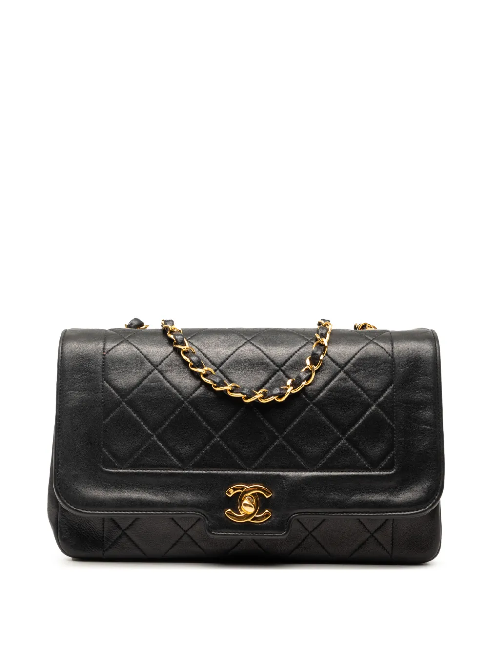 CHANEL Pre-Owned 1989-1991 Medium Lambskin Diana Full Flap crossbody bag - Nero
