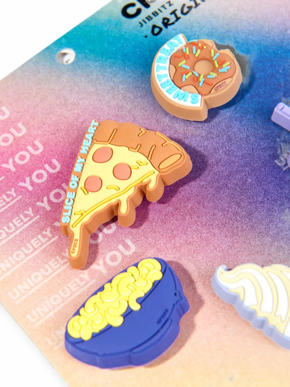 Crocs Kids Jibbitz™ Funny Foods shoe charms (set of five) Blauw