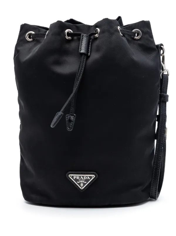 Prada Pre-owned 2019-2026 Tessuto Drawstring Pouch in Black