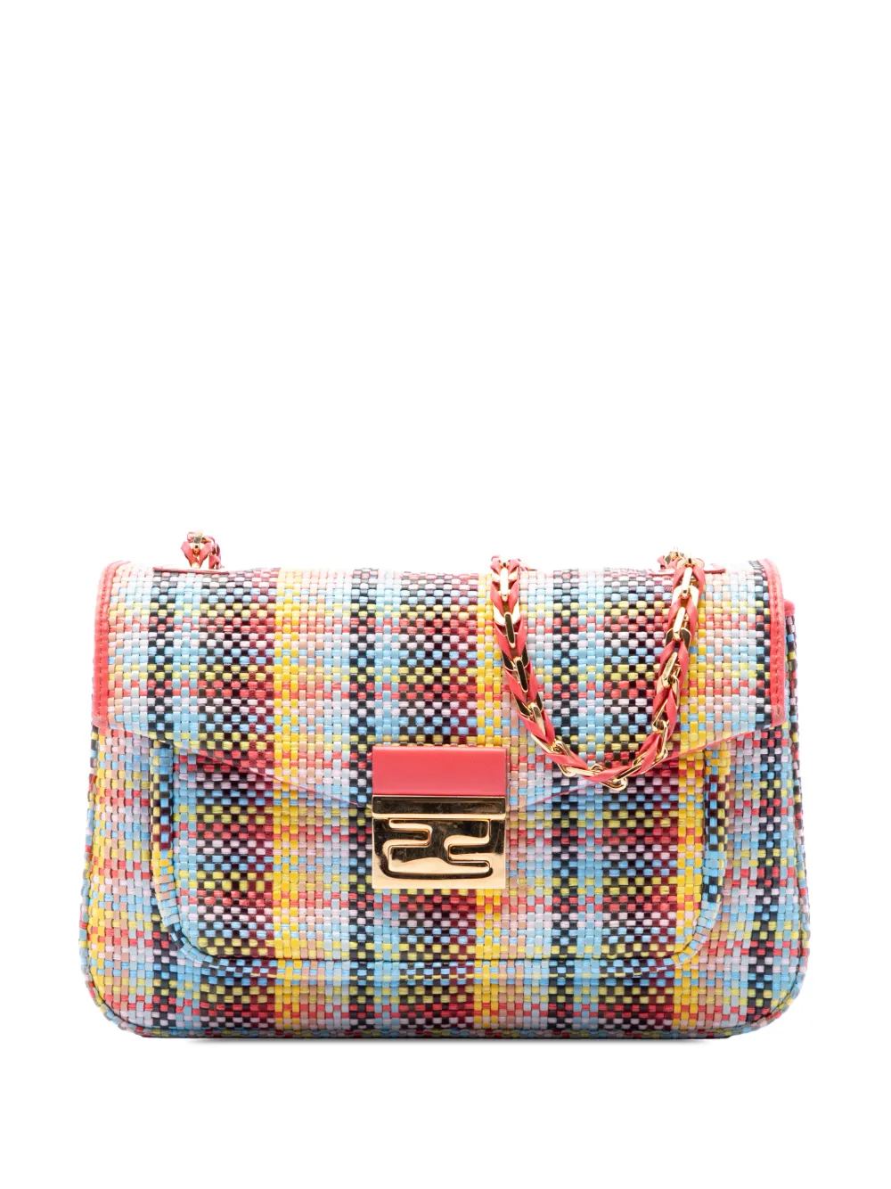 Fendi Pre-Owned 2010-2026 Multicolor Woven Nappa Be Baguette crossbody bag - Rosa