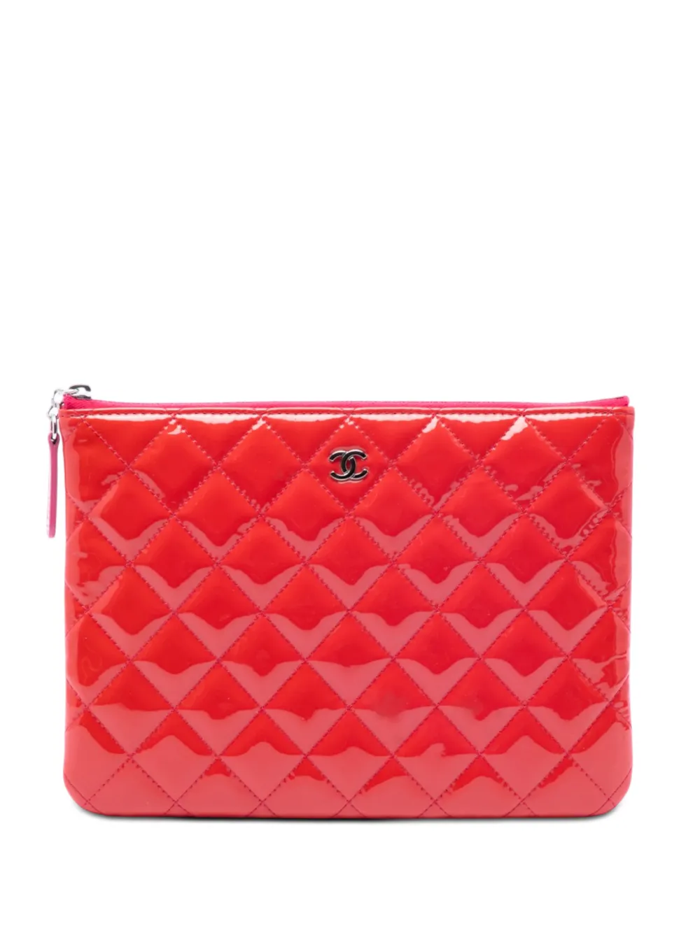 CHANEL Pre-Owned 2014-2015 Small Quilted Patent O Case clutch bag - Rosso