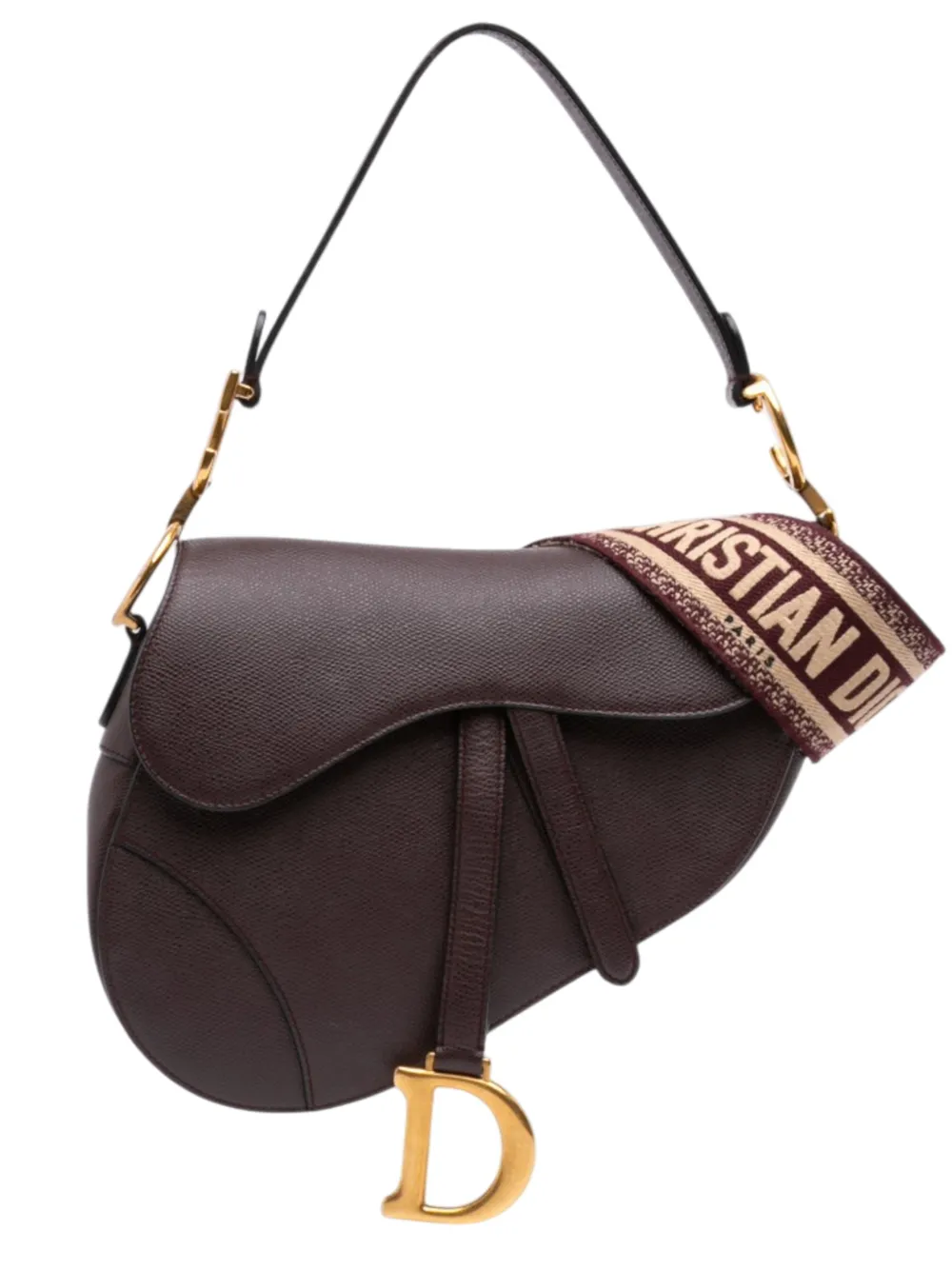 Christian Dior Pre-Owned 2019 Mini Grained Calfskin Saddle Bag satchel - Marrone