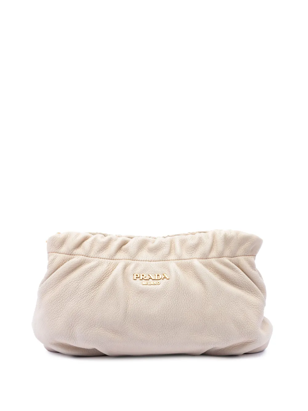 Prada Pre-Owned 2010-2026 Vitello Daino Ruched clutch bag - Marrone