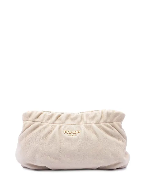 Prada Pre-Owned 2010-2026 Vitello Daino Ruched clutch bag