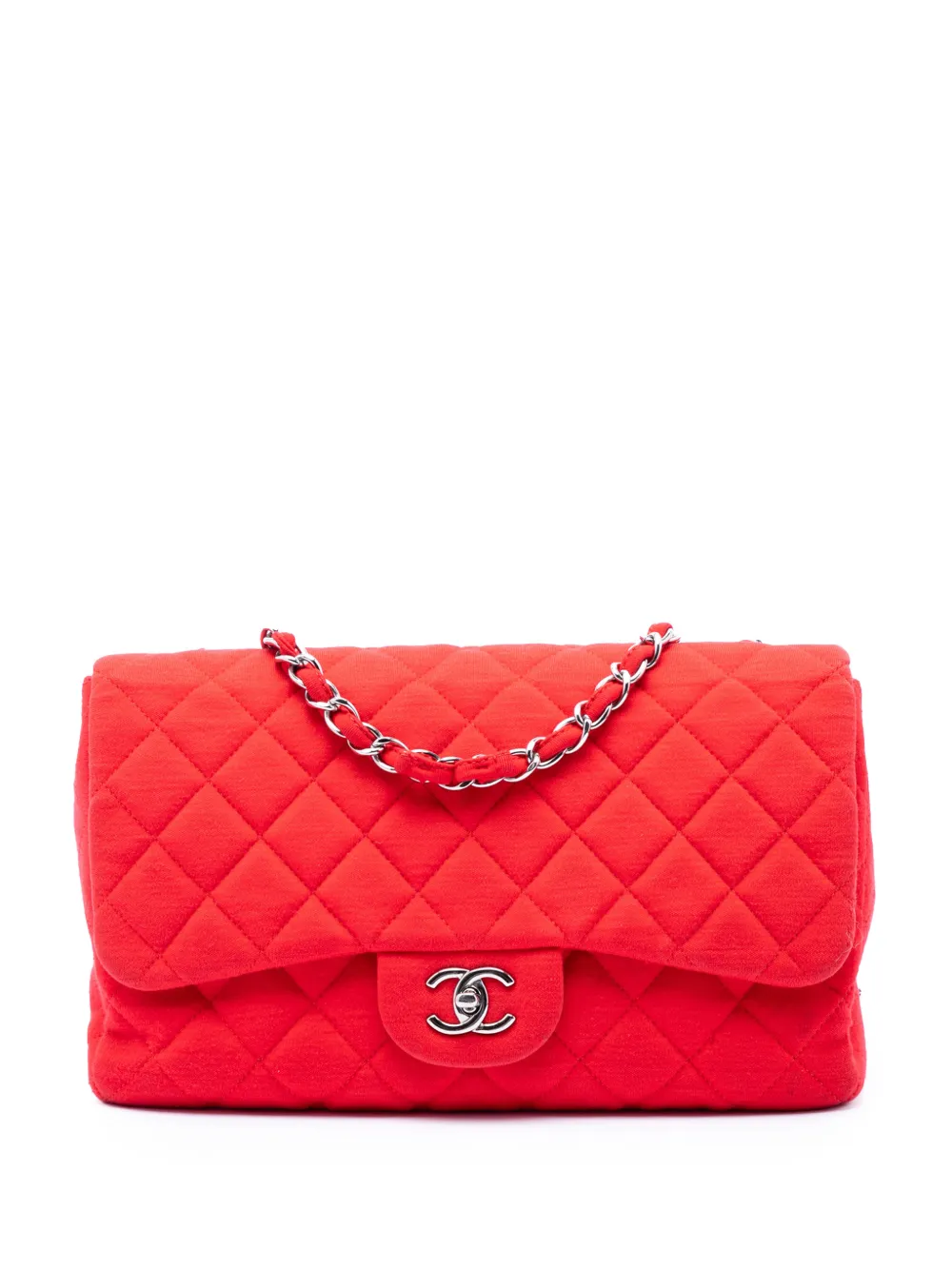 CHANEL Pre-Owned 2009-2010 Jumbo Classic Jersey Single Flap shoulder bag - Rosso