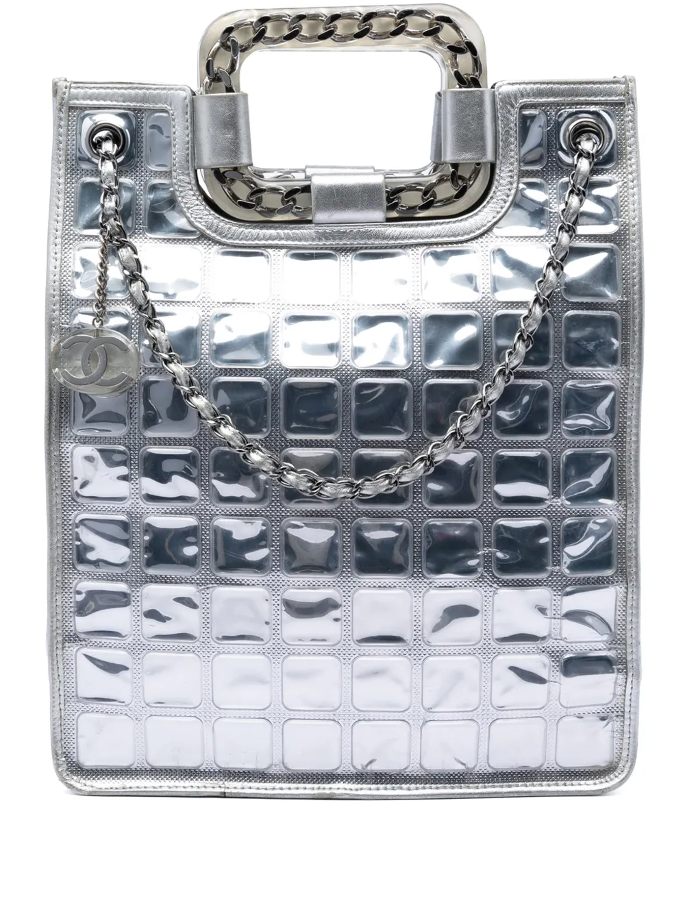 CHANEL Pre-Owned 2006-2008 CC Vinyl Ice Cube Shopper Tote satchel - Argento