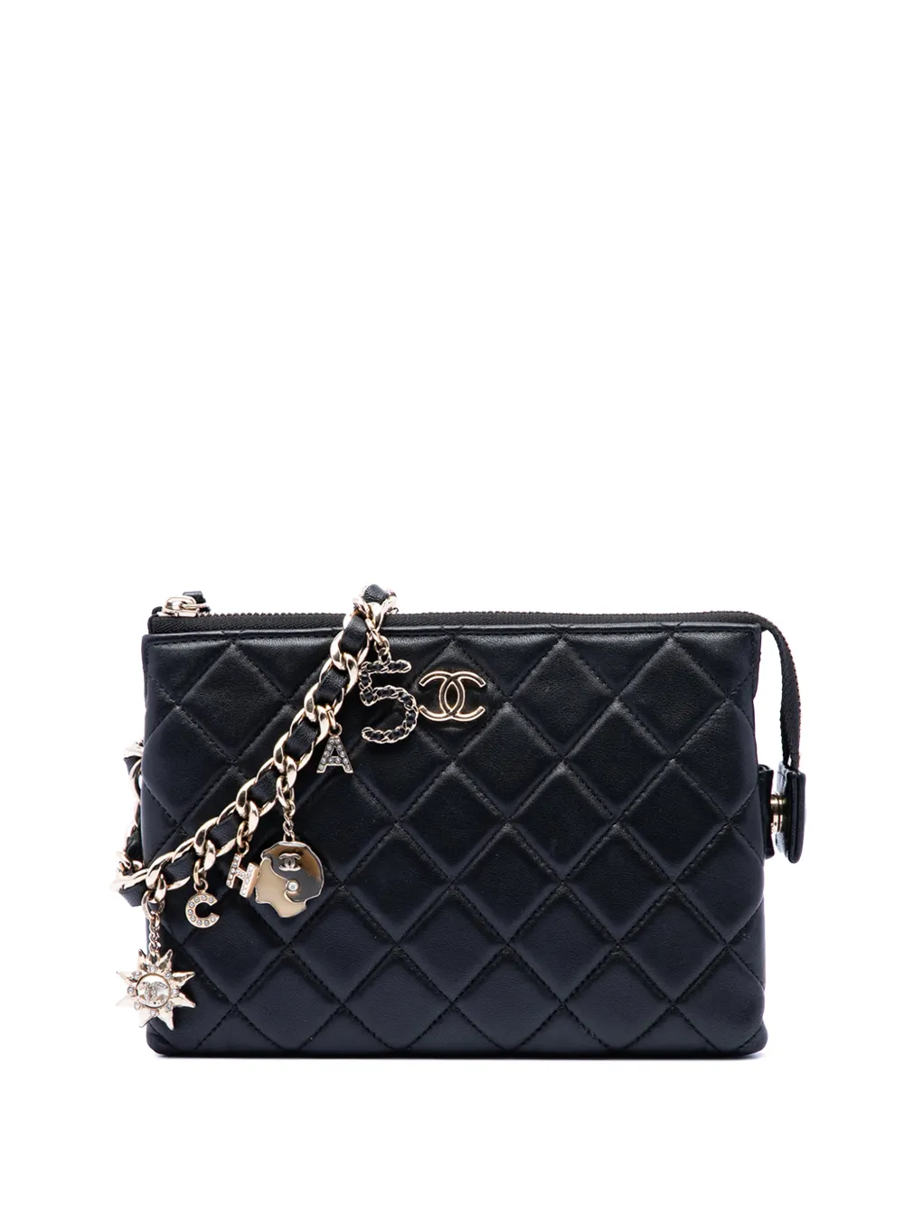 CHANEL Pre-Owned 2020 CC Quilted Lambskin Coco Charms Chain Wristlet Pouch clutch bag - Nero